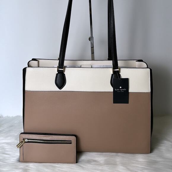 NWT Kate Spade Bundle Madison Colorblock Saffiano Leather Laptop Tote & Wallet - Picture 4 of 9